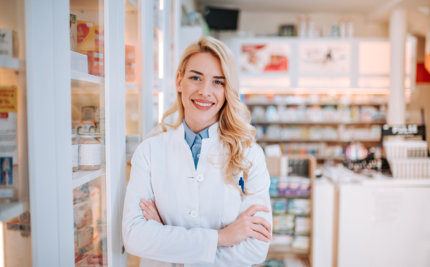 Beautiful pharmacist smiling